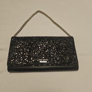 Kate Spade Black Glitter Clutch Bag